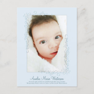 Blue Birth Announcement Boy Vykort