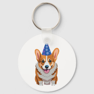 Blue Birthday Corgi Classic T-Shirt Nyckelring