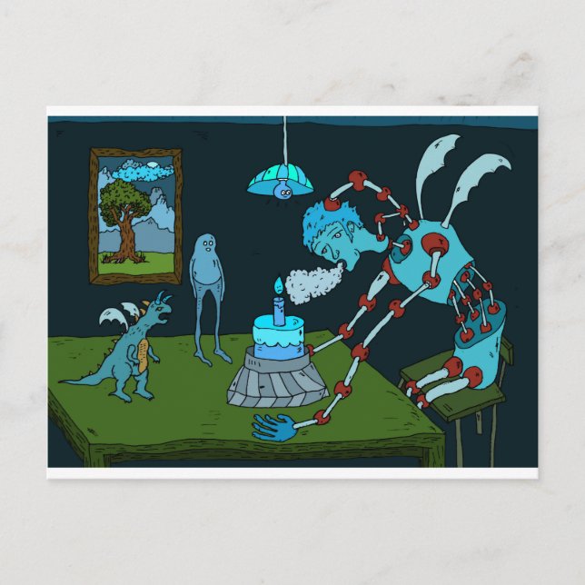 Blue Birthday Hälsning Vykort (Framsida)