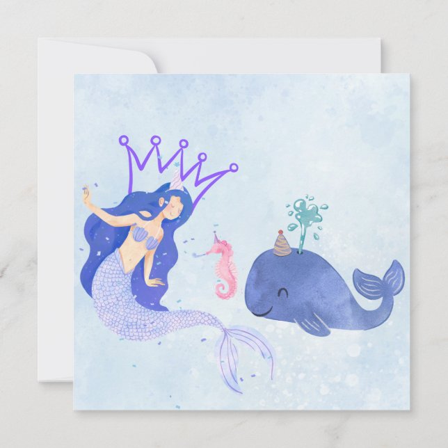 Blue  Birthday Invitation Inbjudningar (Baksida)