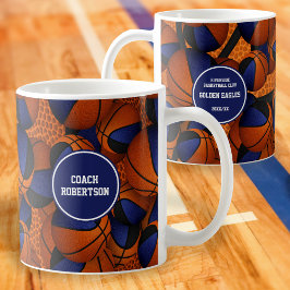 Blue Black basketball Team färg tränare namn Kaffemugg