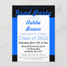 Blue Black Bold Grad Party Studenten