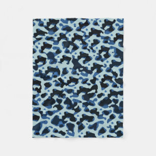 Blue Black Camo Abstrakt Mönster Fleecefilt
