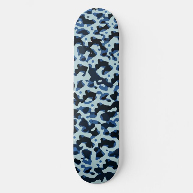 Blue Black Camo Abstrakt Mönster Skateboard Bräda 21,5 Cm (Framsida)