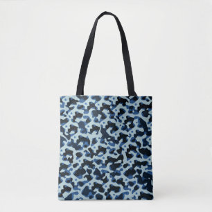 Blue Black Camo Abstrakt Mönster Tygkasse