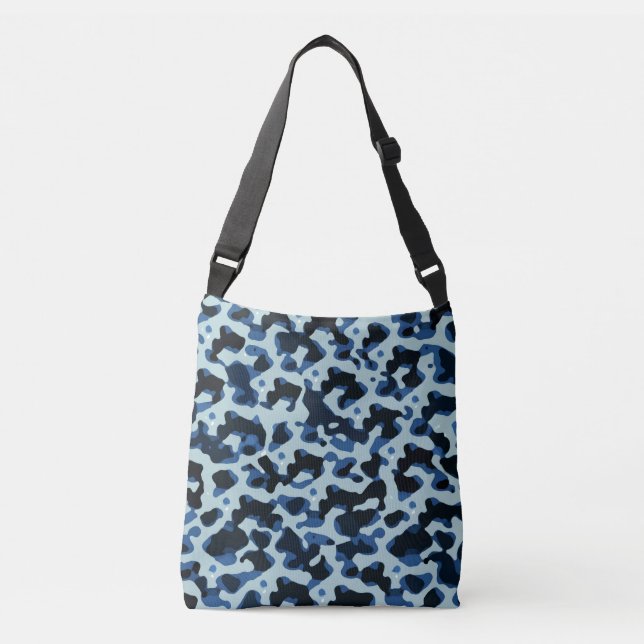Blue Black Camo Mönster Axelväska (Framsida)