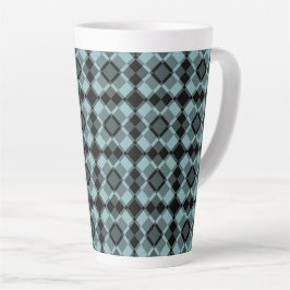 Blue Black Checker Argyle Pattern