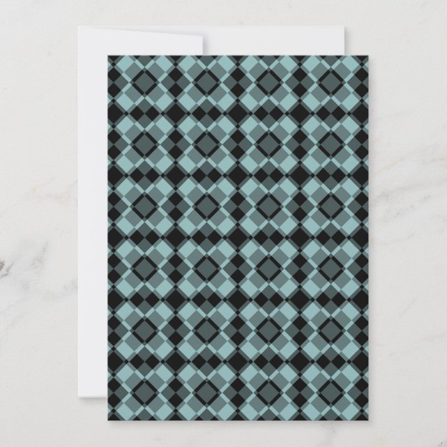 Blue Black Checker Argyle Pattern Inbjudningar (Framsida)