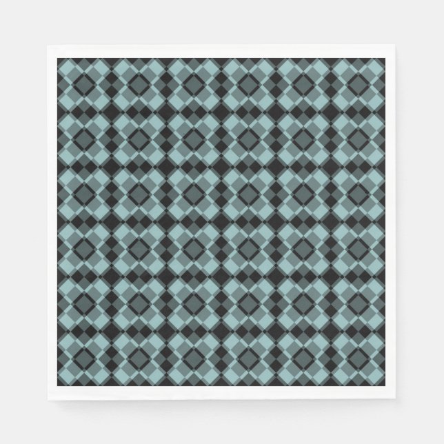 Blue Black Checker Argyle Pattern Pappersservett (Framsidan)