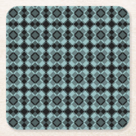 Blue Black Checker Argyle Pattern Underlägg Papper Kvadrat