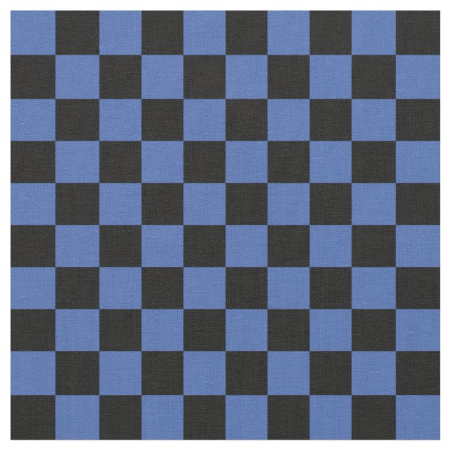 Blue & Black Checkerboard Tyg (Närbild)