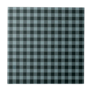 Blue Black Checkered Gingham Mönster Kakelplatta
