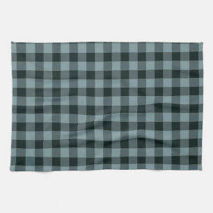 Blue Black Checkered Gingham Mönster Kökshandduk
