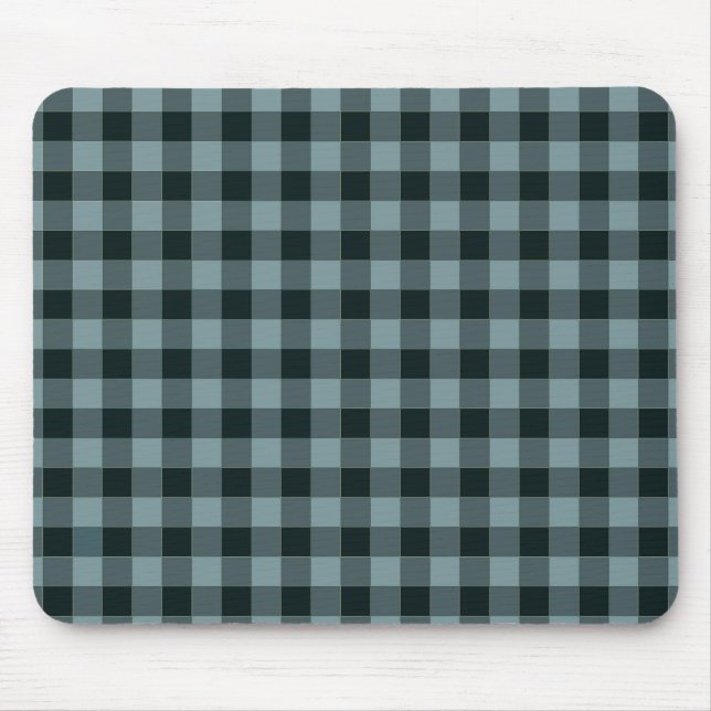 Blue Black Checkered Gingham Mönster Musmatta (Framsidan)