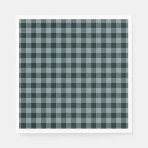 Blue Black Checkered Gingham Mönster Pappersservett