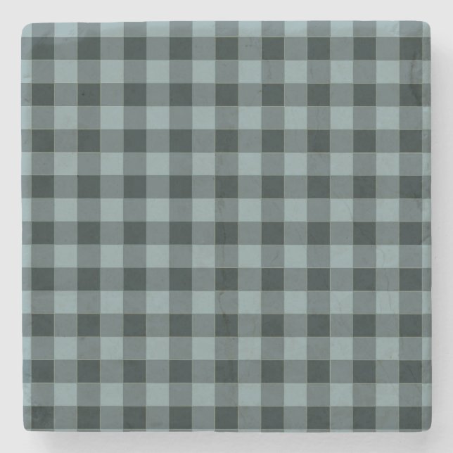 Blue Black Checkered Gingham Mönster Stenunderlägg (Framsidan)