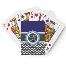 Blue Black Chevron Monogram