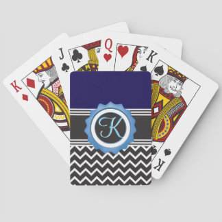 Blue Black Chevron Monogram Kortlek