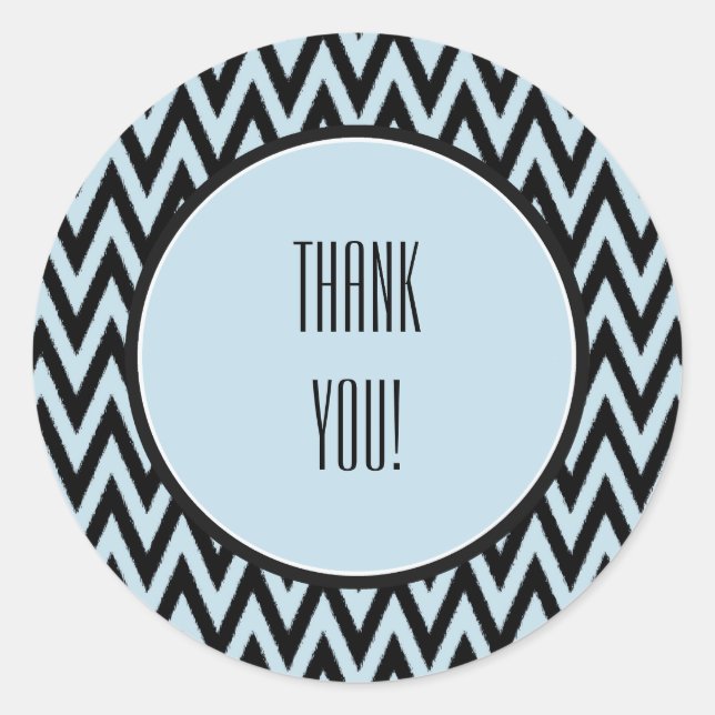 Blue Black Chevron Runt Klistermärke (Framsida)