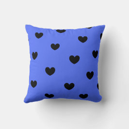 Blue Black Cute Mysigt Modern Romantic Chic Heart Kudde