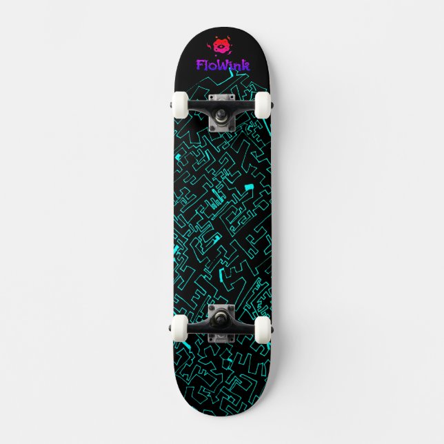Blue Black Cyber Mini Skateboard Bräda 18,5 Cm (Framsida)