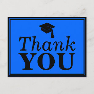 Blue Black Grad Cap Tack Vykort