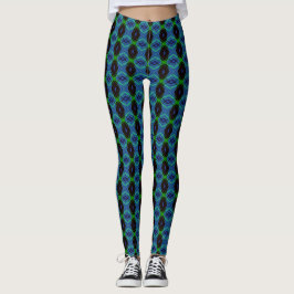 Blue Black Grönt Geometric Deco Gym Yoga Fitness Leggings