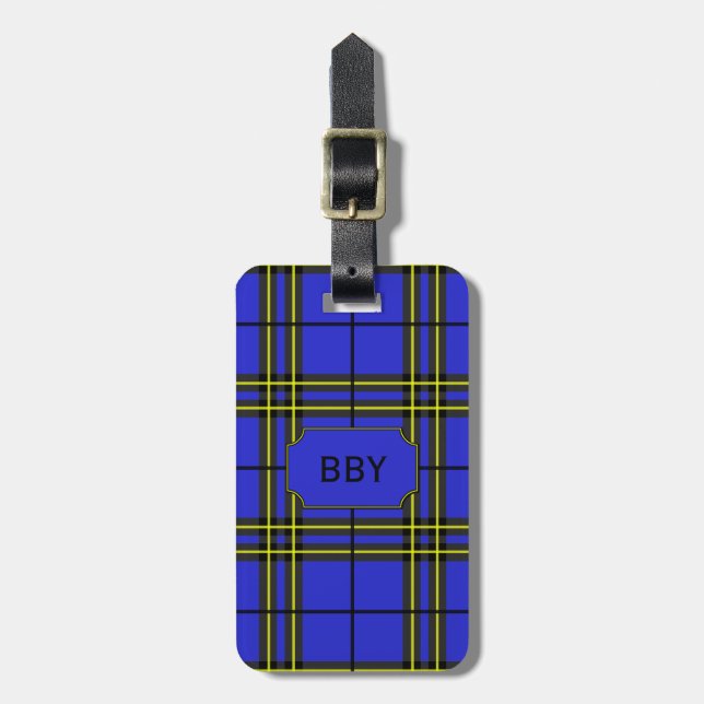 Blue Black Gult Tartan Bagagebricka (Vertikal Framsida)