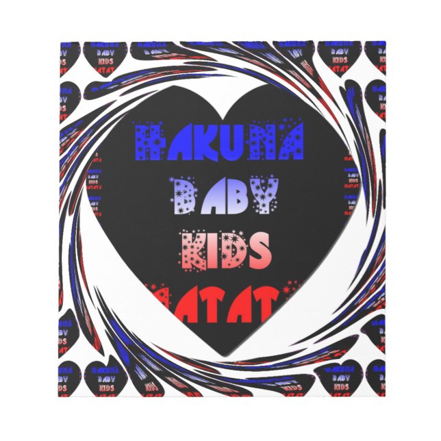 Blue Black Hakuna Matata Baby Kids Design.png Anteckningsblock (Framsida)