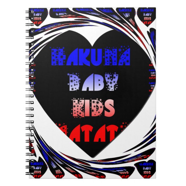 Blue Black Hakuna Matata Baby Kids Design.png Anteckningsbok (Framsidan)