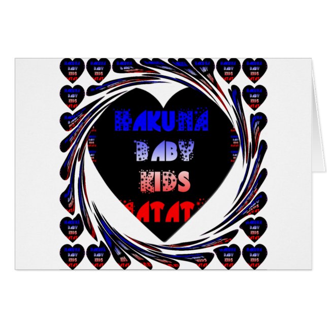 Blue Black Hakuna Matata Baby Kids Design.png Hälsningskort (Framsidan Horizontal)
