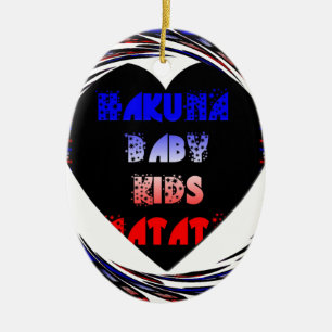 Blue Black Hakuna Matata Baby Kids Design.png Julgransprydnad Keramik