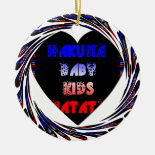 Blue Black Hakuna Matata Baby Kids Design.png Julgransprydnad Keramik
