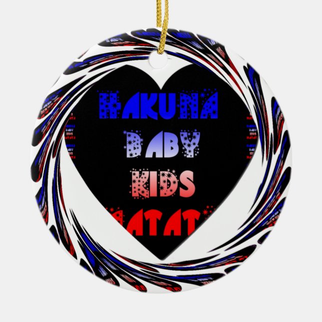 Blue Black Hakuna Matata Baby Kids Design.png Julgransprydnad Keramik (Framsidan)
