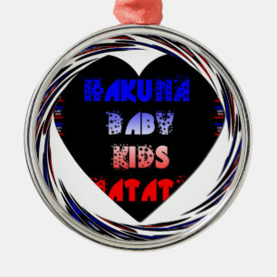 Blue Black Hakuna Matata Baby Kids Design.png Julgransprydnad Metall