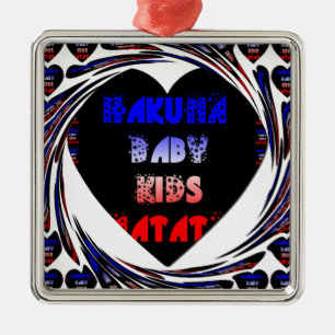 Blue Black Hakuna Matata Baby Kids Design.png Julgransprydnad Metall