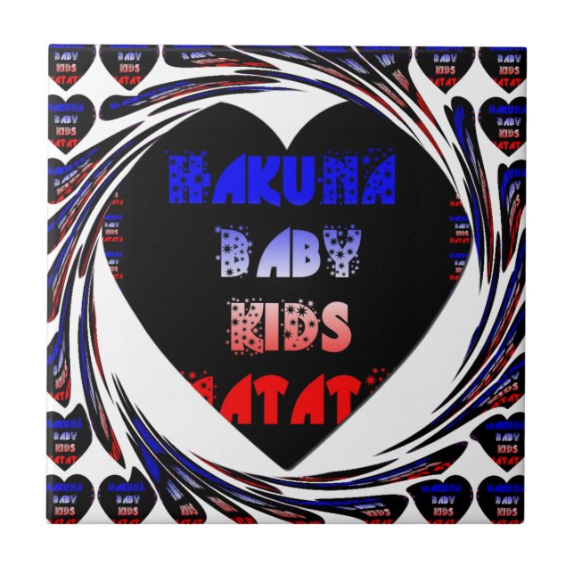 Blue Black Hakuna Matata Baby Kids Design.png Kakelplatta (Framsidan)