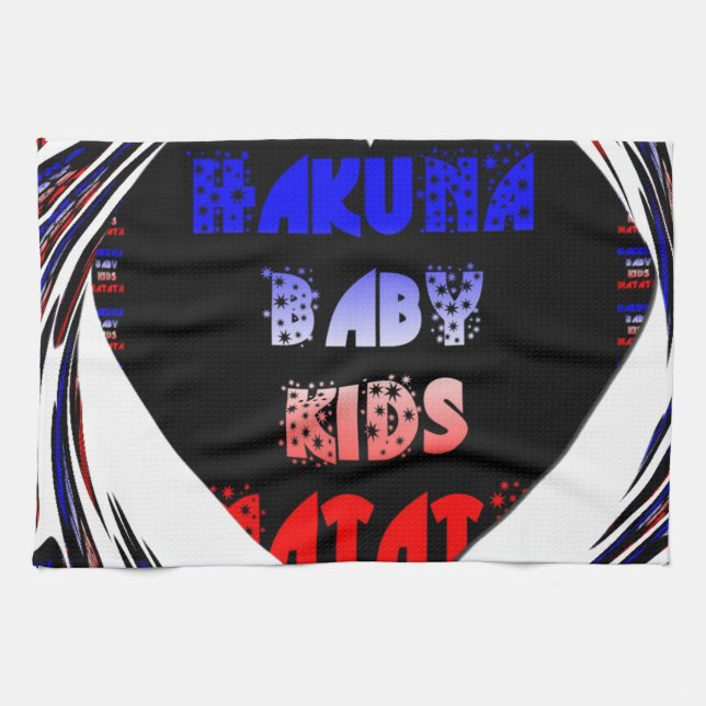 Blue Black Hakuna Matata Baby Kids Design.png Kökshandduk (Horisontell)