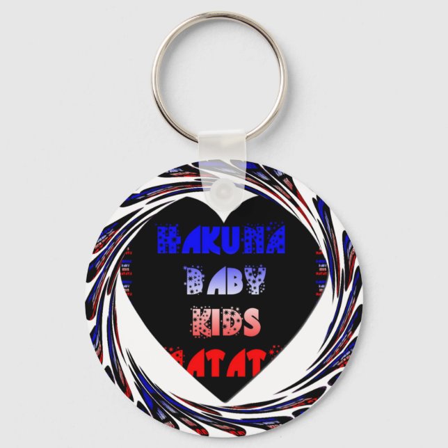 Blue Black Hakuna Matata Baby Kids Design.png Nyckelring (Framsida)