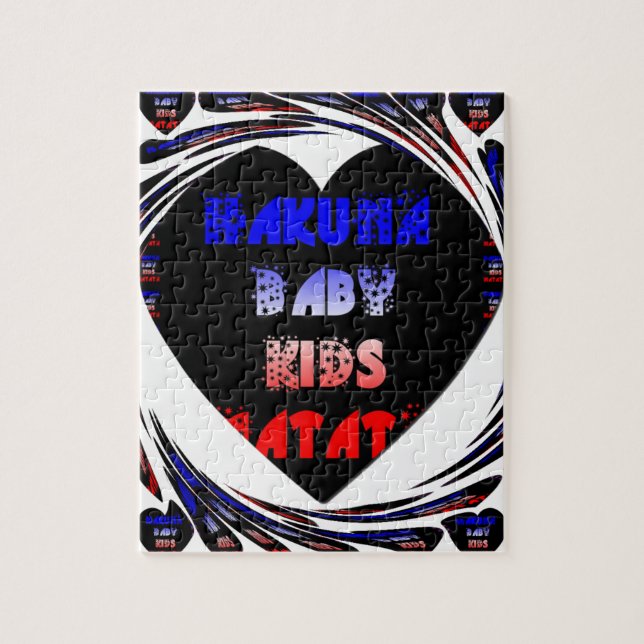 Blue Black Hakuna Matata Baby Kids Design.png Pussel (Vertikal)
