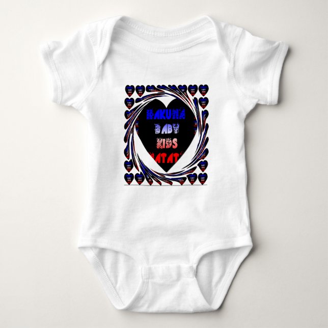 Blue Black Hakuna Matata Baby Kids Design.png T-shirt (Framsida)