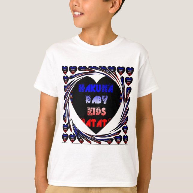 Blue Black Hakuna Matata Baby Kids Design.png Tee (Framsida)