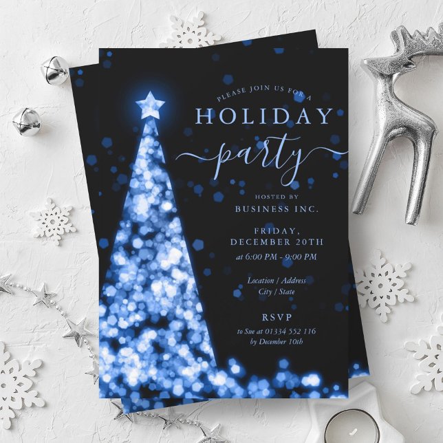 Blue Black Julgran Company Julfest Inbjudningar (Blue Black Christmas Tree Company Holiday Party Invitation)
