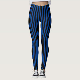 Blue Black Lodrät Rand Halloween Leggings