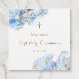 Blue bläck marble First Heliga Communion Gåvor Etiketter