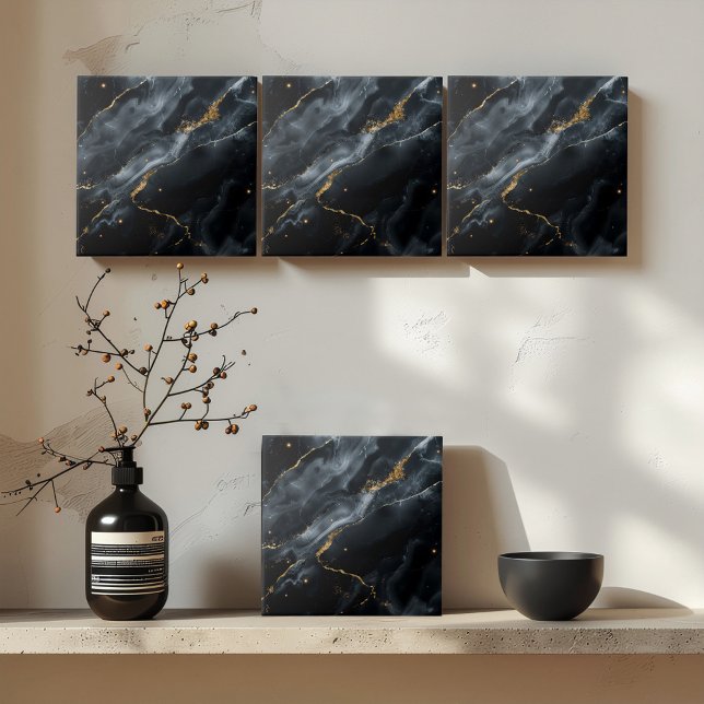 Blue-Black Marble Gold Glitter ID1172c Kakelplatta (Skapare uppladdad)