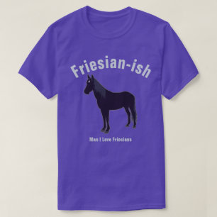 Blue Black Minimal Friesian Horse Silhouette T Shirt