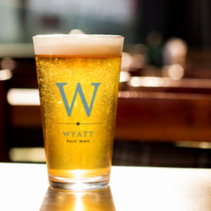 Blue Black Minimalist Monogram Best Man Glaskopp