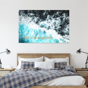Blue Black Ocean Vågar Hawaii Anpassade Canvastryck