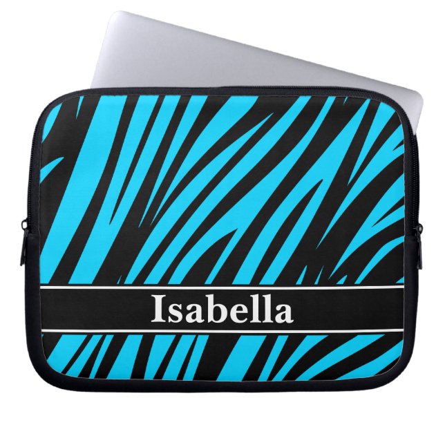 Blue Black Rand Mönster Laptop Sleeve (Framsidan)